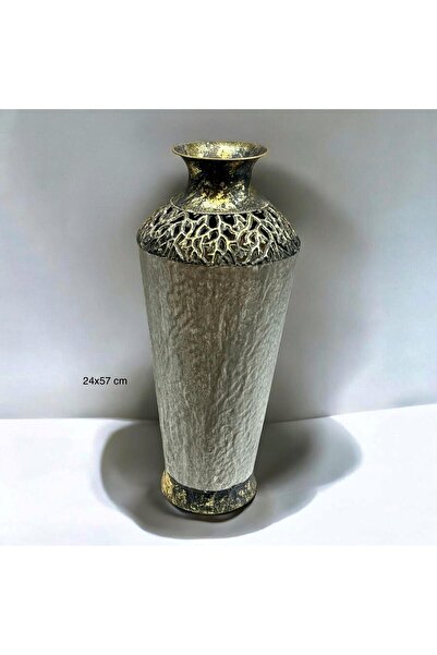 Hinora Eskitme Model Metal Şık Vazo Dekoratif Süs 24x57cm