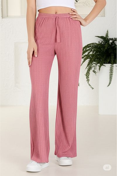 DHDmoda Women's Pink Colored Thin Twill Sweatpants Bottom