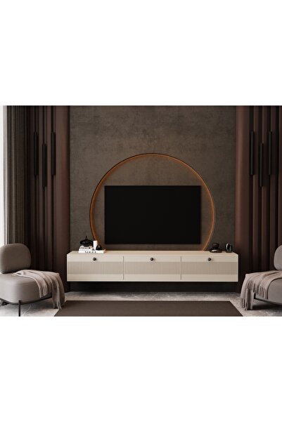 melura home MELURA TV ÜNİTESİ 180 CM 3 KAPAKLI %100 MDF DUVARA MONTE