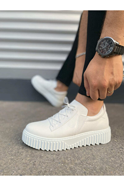 Joy Ayakkabı Jy502 Bold Lace-Up Skin Men's Casual Sneaker Shoes Cbt - White