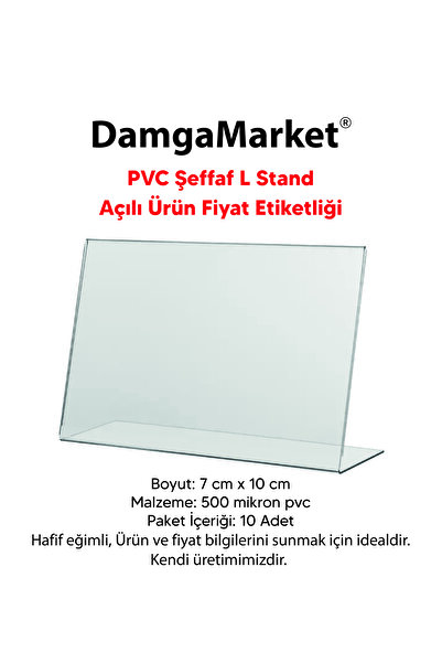 DamgaMarket 10 Adet PVC Şeffaf Etiketlik 7x10 cm,PVC Raf Etiketlik, Kart Tutu...
