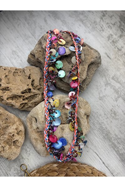 SEDEF TAKI El yapımı Uzun doğal taşlı kolye