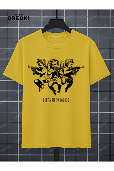 EFFRENATU Copy - Children of Heaven Printed Cotton Unisex Yellow T-Shirt-Black Shorts Set