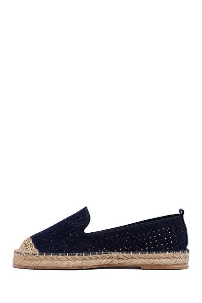 Derimod Women's Navy Blue Mesh Suede Espadrille 25Sfe402710