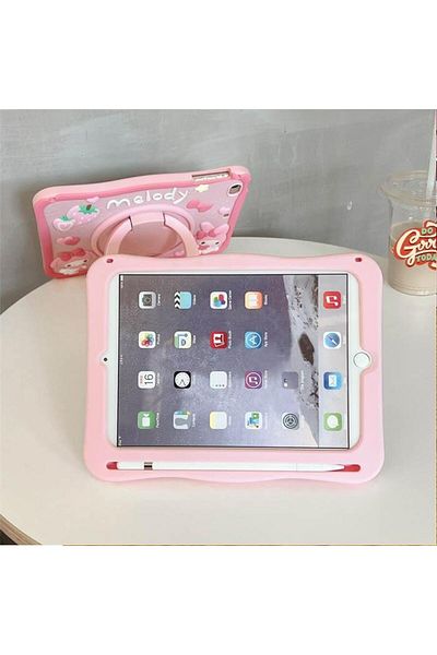 UnDePlus حافظة Apple iPad الجيل الحادي عشر A16 مقاس 11 بوصة/الجيل العاشر مقاس 10.9 بوصة مع حامل دمى لطيفة وشخصية مربعة ثلاثية الأبعاد للأطفال