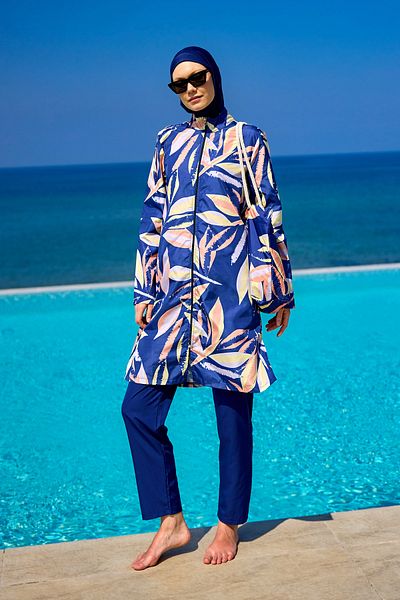 A Andalus Hijab Swimsuit – Navy Blue |   4 Pieces, Adjustable Waist, Water Repellent R2508