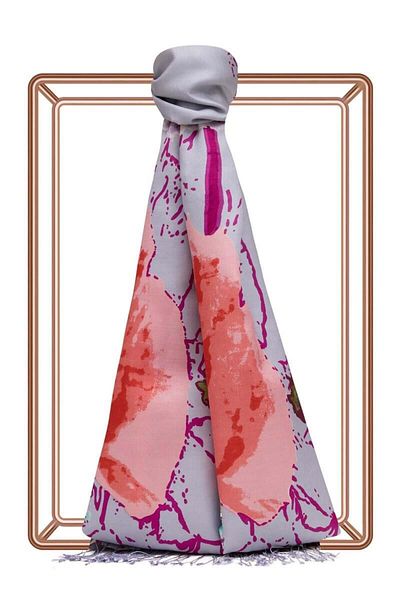 ipekevi Ipekevi 2607 Wild Rose Patterned Silk Shawl