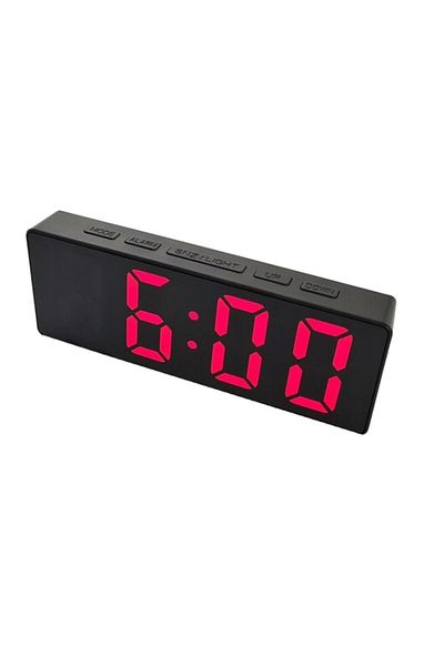 OEM Digital table clock with red LED display, multifunctional, VT-93816-R, 160 x 62 x 31 mm, ABS, black