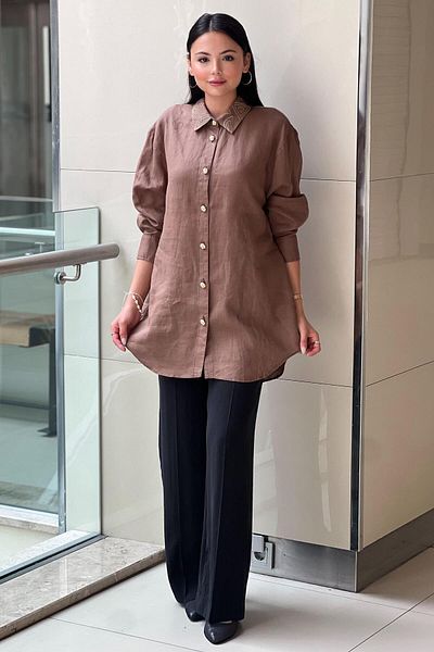 Ghisa Collar Gilding Embroidered Linen Shirt