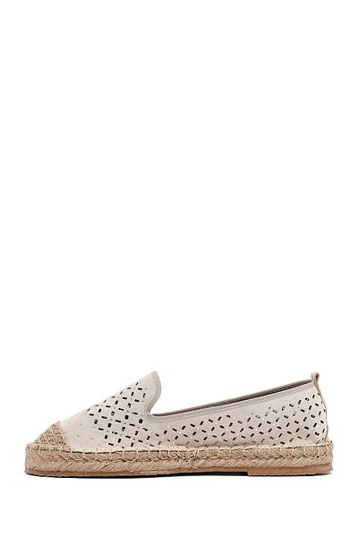 Derimod Women's Beige Mesh Suede Espadrille 25Sfe402710