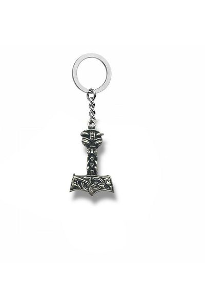 Herşey Nota Viking Mythology Thor's Hammer (Mjölnir) Figured Unisex Keychain – Power and Protection Themed Accessory