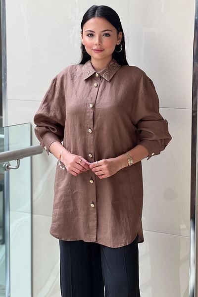 Ghisa Collar Gilding Embroidered Linen Shirt