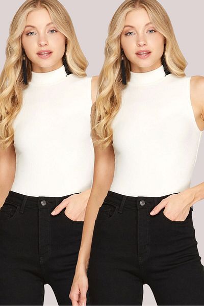 bodin Women's White 2-Piece Sleeveless Body Half Thigh