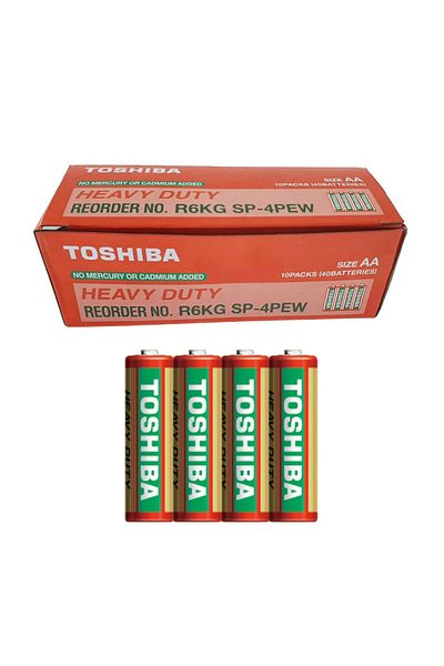 Toshiba Set de 40 de baterii AA, Toshiba Heavy Duty, R6, 1,5V, învelite în folie