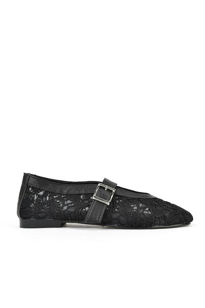 Ziya , Women's Genuine Leather Ballerinas 1531054Z2971 Black