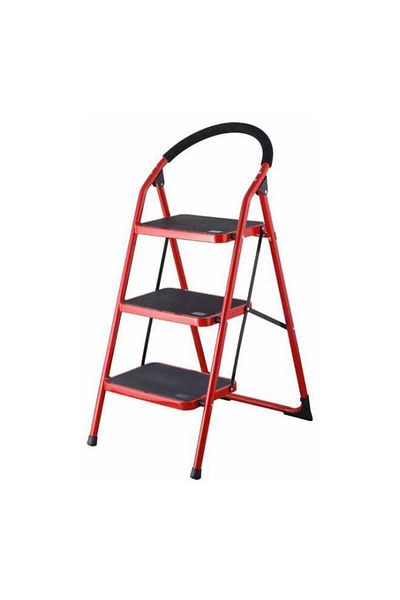 unbranded Foldable ladder for indoor use with 3 steps Black/Red 121.5 x 13 x 48 cm