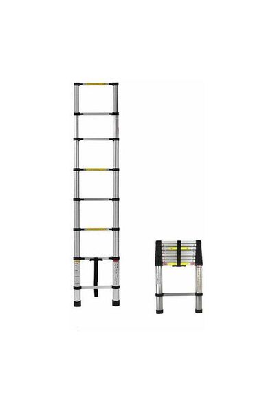 Unspecified Telescopic Single Aluminum Ladder with 8 Steps - Silver 2.6m