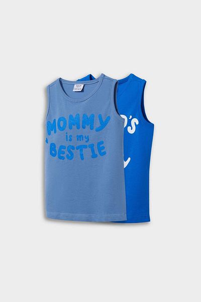 DeFacto Baby Boy Crew Neck Printed 2-Piece Undershirt E1267A525Hs