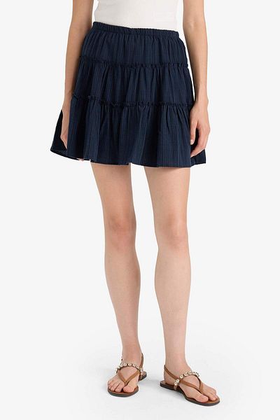 DeFacto Coool High Waist Combed Cotton Lining Linen Look Mini Skirt F7231Ax25Hs