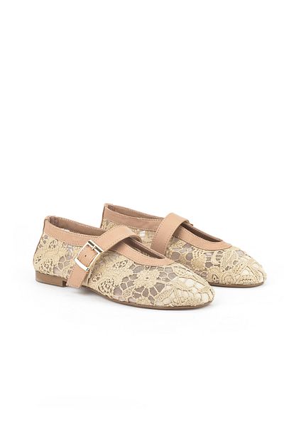 Ziya , Women's Genuine Leather Ballerinas 1531054Z2971 Skin