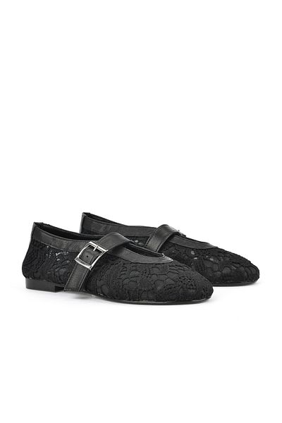 Ziya , Women's Genuine Leather Ballerinas 1531054Z2971 Black