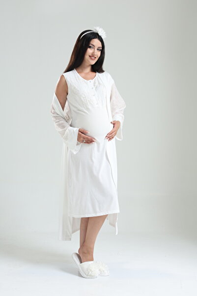 Lohussa Set cămașă de noapte pentru maternitate, 100% bumbac, cu model specia...