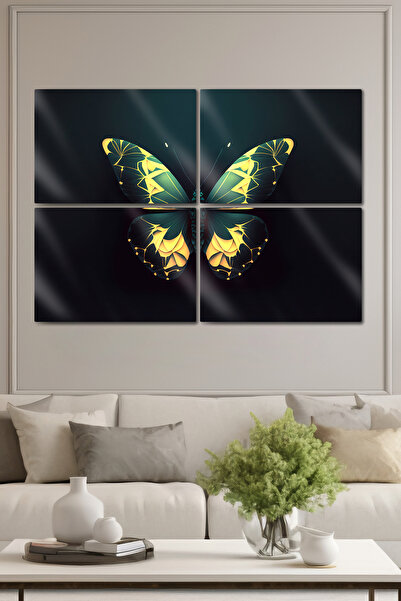 DekorHane Μεταλλική εκτύπωση - Διακοσμητικός πίνακας πεταλούδας, Σχεδιασμός ο...