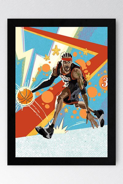 Saturn Pictură înrămată de Allen Iverson - Pictură poster NBA de baschet