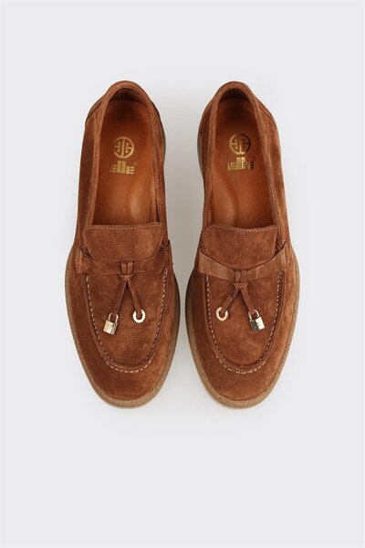 Elle Shoes Camel Deri Kadın Günlük Ayakkabı