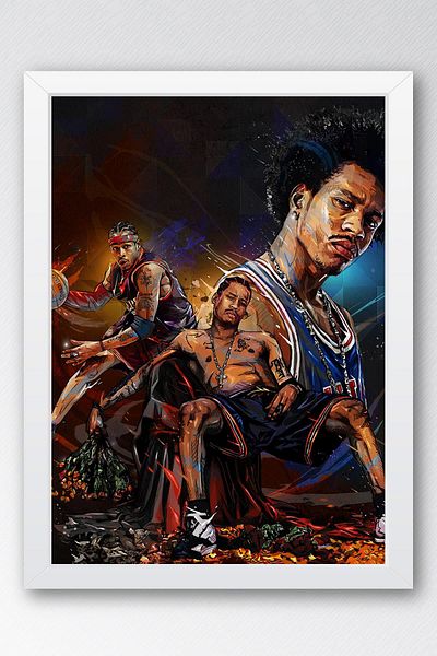 Saturn Pictură înrămată de Allen Iverson - Pictură poster NBA de baschet