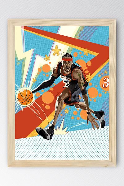 Saturn Pictură înrămată de Allen Iverson - Pictură poster NBA de baschet