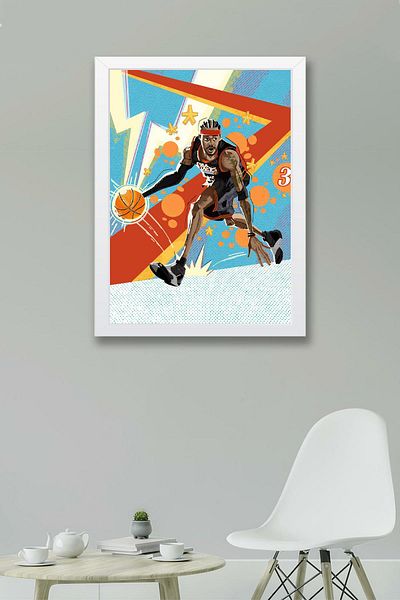 Saturn Pictură înrămată de Allen Iverson - Pictură poster NBA de baschet