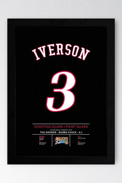 Saturn Tricou Allen Iverson cu cadru - Tricou NBA Philadelphia 76ers