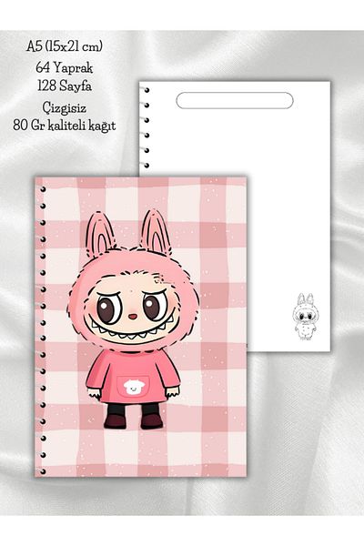 daily notebook Labubu Unlined School Notebook, 64 Sheets Spiral A5 Medium Size (15X21 cm) Size