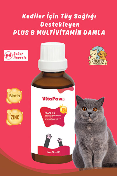 VitaPaw Plus B Kediler Için Tüy Dökümünü Azaltan, Besleyen Tüy Sağlığı Damlas...