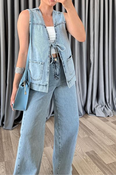 Suzi 100% Cotton Coy Vest Pants Set Tk2093