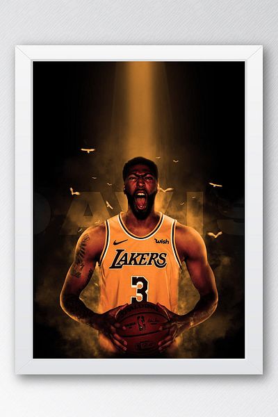 Saturn Anthony Davis Framed Painting - Basketball Nba Poster Painting