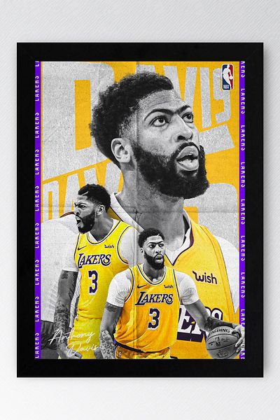 Saturn Anthony Davis Framed Painting - Basketball Nba Poster Painting