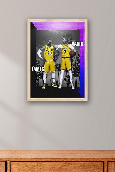 Saturn Pictură înrămată Anthony Davis Lebron James - Pictură poster NBA de baschet