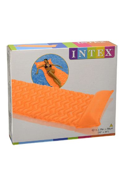 Intex حقيبة قابلة للنفخ بتصميم ذكي وبساط عوامة مموجة برتقالي 90 × 34 سم