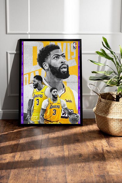 Saturn Anthony Davis Framed Painting - Basketball Nba Poster Painting
