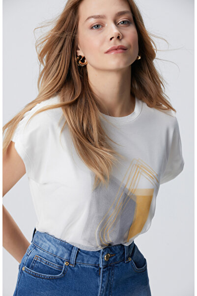 Network Kırık Beyaz Tül Garnili T-shirt