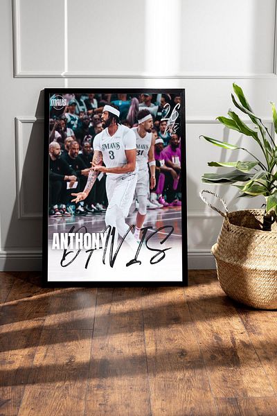 Saturn Anthony Davis Dallas Mavericks Framed Painting - Basketball Nba Poster Painting