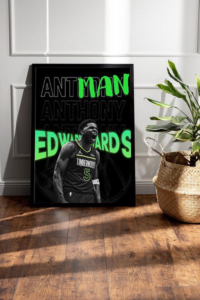 Saturn Πίνακας με κορνίζα του Anthony Edwards - Πίνακας αφίσας NBA Antman