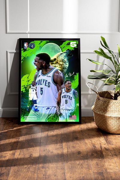 Saturn Pictură înrămată de Anthony Edwards - Poster NBA Minnesota Timberwolves