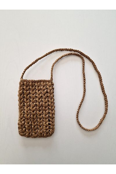 Hobi Kafe Hand Knitted Spike Model Mobile Phone Bag with Paper Thread