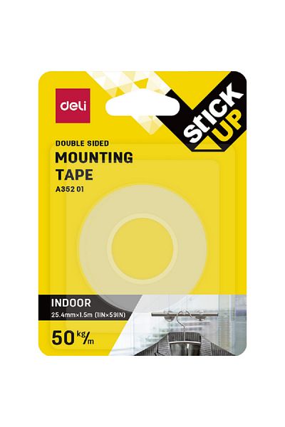 Deli Stick Up Double-Sided Indoor Mounting Tape Clear 25.4mm x 1.5m