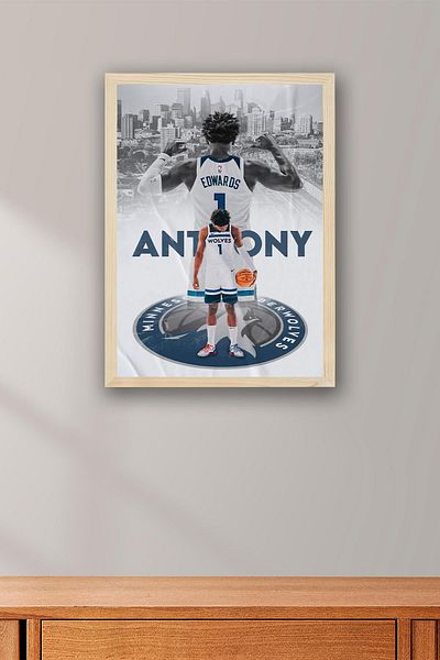 Saturn Pictură înrămată de Anthony Edwards - Poster NBA Minnesota Timberwolves