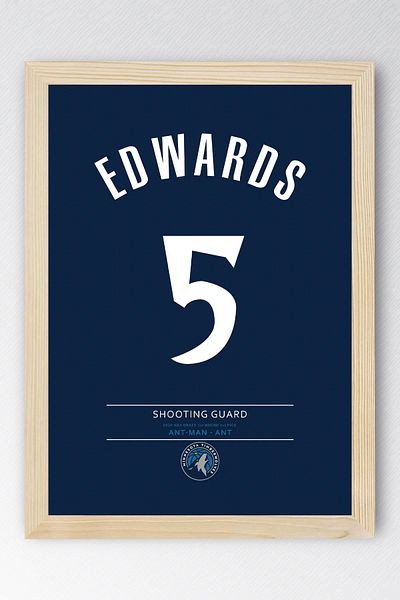 Saturn Πίνακας με κορνίζα Anthony Edwards - Πίνακας αφίσας NBA μπάσκετ