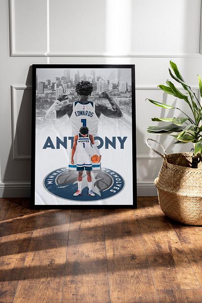 Saturn Pictură înrămată de Anthony Edwards - Poster NBA Minnesota Timberwolves